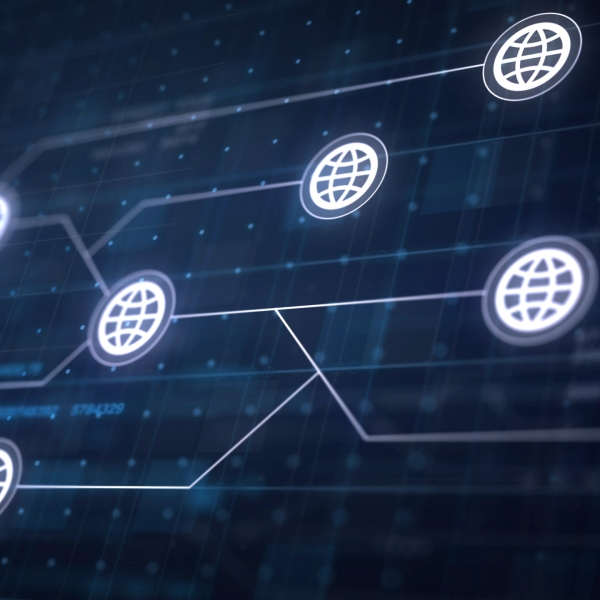 Globe Internet Icon Line Connection of Circuit Board