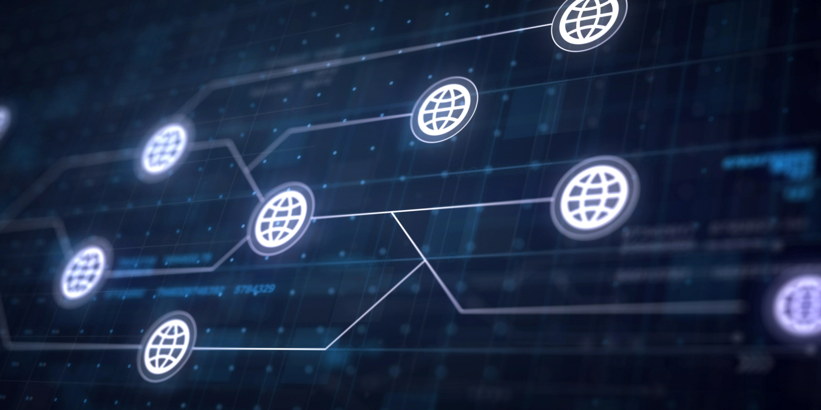 Globe Internet Icon Line Connection of Circuit Board